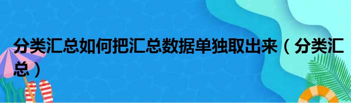 分类汇总如何把汇总数据单独取出来（分类汇总）