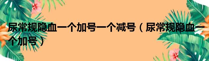 尿常规隐血一个加号一个减号（尿常规隐血一个加号）