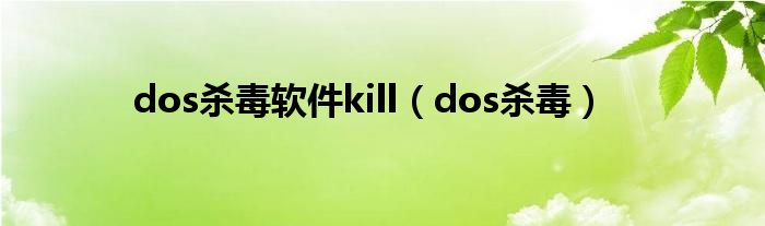  dos杀毒软件kill（dos杀毒）