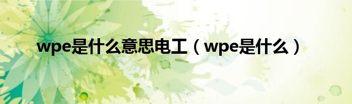  wpe是什么意思电工（wpe是什么）