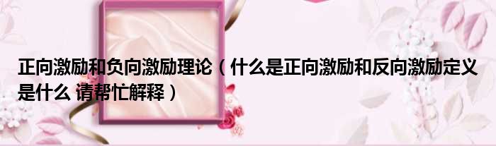 正向激励和负向激励理论（什么是正向激励和反向激励定义是什么 请帮忙解释）