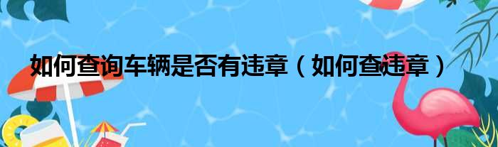 如何查询车辆是否有违章（如何查违章）