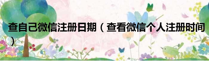 查自己微信注册日期（查看微信个人注册时间）