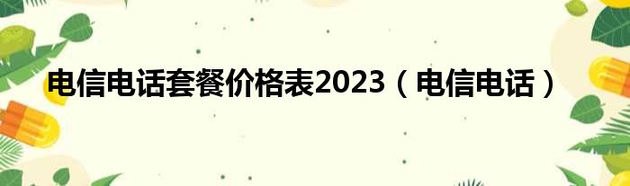 电信电话套餐价格表2023（电信电话）