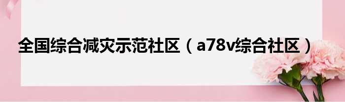 全国综合减灾示范社区（a78v综合社区）