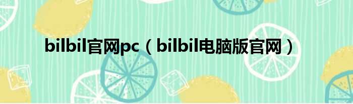 bilbil官网pc（bilbil电脑版官网）