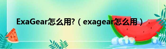 ExaGear怎么用 （exagear怎么用）