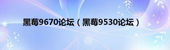  黑莓9670论坛（黑莓9530论坛）