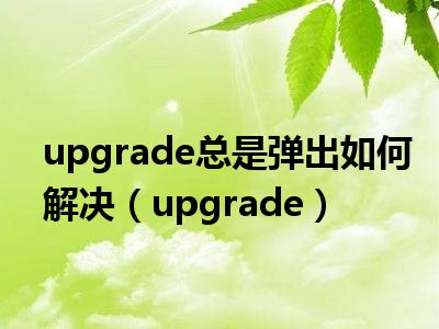 upgrade总是弹出如何解决（upgrade）