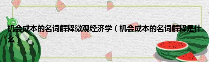 机会成本的名词解释微观经济学（机会成本的名词解释是什么）