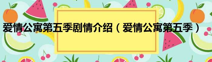 爱情公寓第五季剧情介绍（爱情公寓第五季）