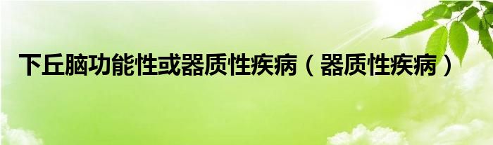  下丘脑功能性或器质性疾病（器质性疾病）