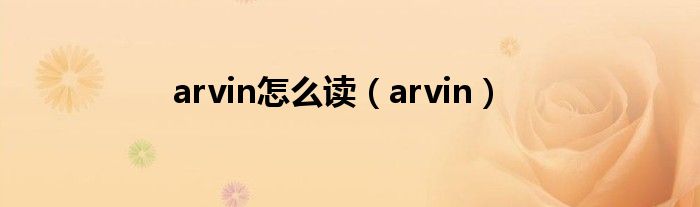 arvin怎么读（arvin）