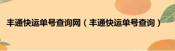 丰通快运单号查询网（丰通快运单号查询）