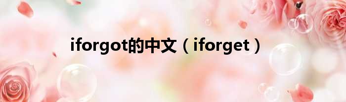 iforgot的中文（iforget）