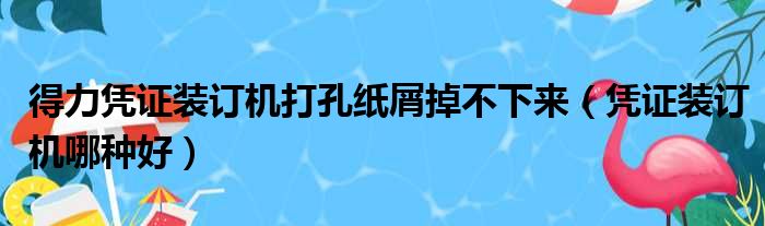 得力凭证装订机打孔纸屑掉不下来（凭证装订机哪种好）