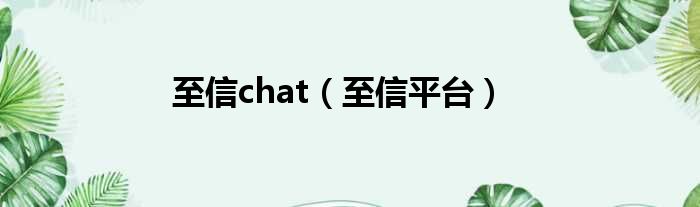 至信chat（至信平台）