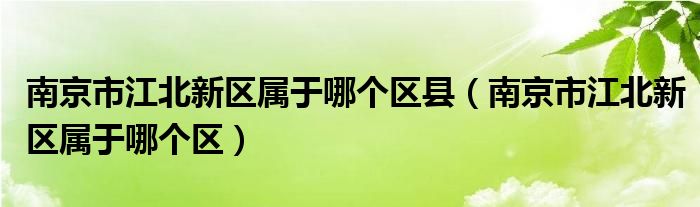 南京市江北新区属于哪个区县（南京市江北新区属于哪个区）