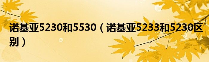  诺基亚5230和5530（诺基亚5233和5230区别）