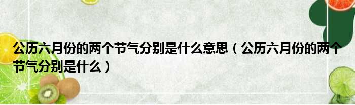 公历六月份的两个节气分别是什么意思（公历六月份的两个节气分别是什么）