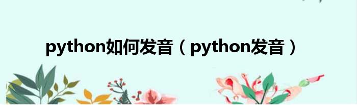 python如何发音（python发音）