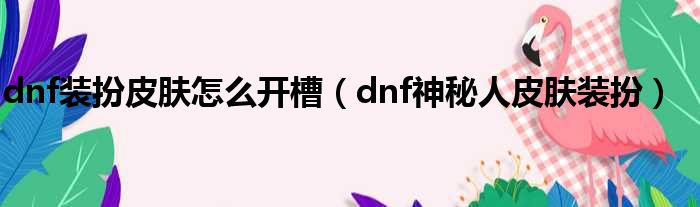 dnf装扮皮肤怎么开槽（dnf神秘人皮肤装扮）