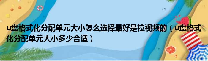 u盘格式化分配单元大小怎么选择最好是拉视频的（u盘格式化分配单元大小多少合适）