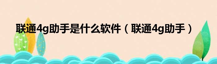 联通4g助手是什么软件（联通4g助手）