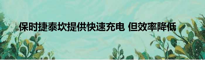 保时捷泰坎提供快速充电 但效率降低