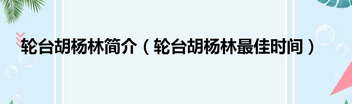 轮台胡杨林简介（轮台胡杨林最佳时间）