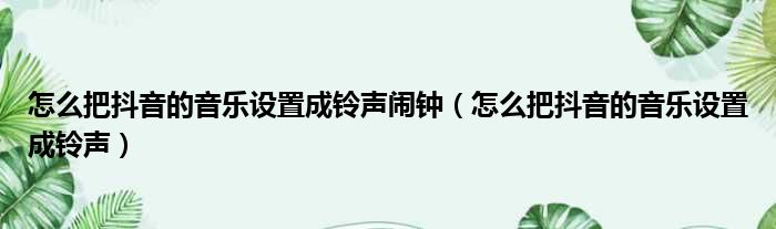 怎么把抖音的音乐设置成铃声闹钟（怎么把抖音的音乐设置成铃声）