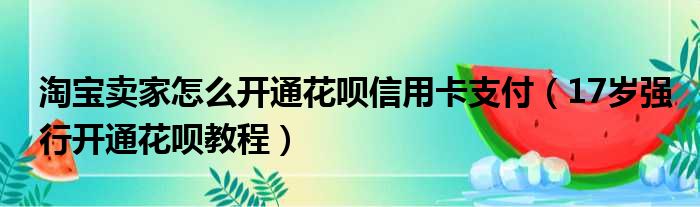 淘宝卖家怎么开通花呗信用卡支付（17岁强行开通花呗教程）