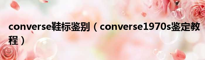 converse鞋标鉴别（converse1970s鉴定教程）