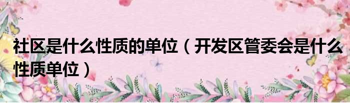 社区是什么性质的单位（开发区管委会是什么性质单位）