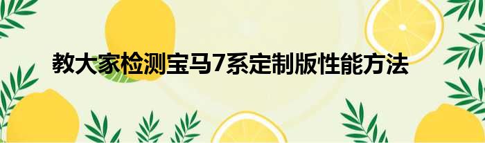 教大家检测宝马7系定制版性能方法