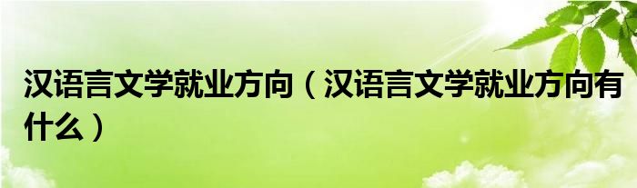 汉语言文学就业方向（汉语言文学就业方向有什么）