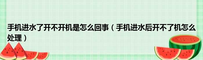 手机进水了开不开机是怎么回事（手机进水后开不了机怎么处理）