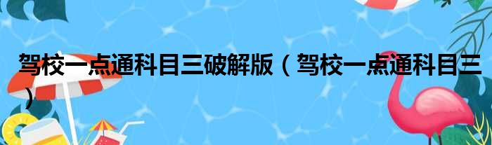 驾校一点通科目三破解版（驾校一点通科目三）