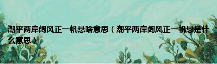 潮平两岸阔风正一帆悬啥意思（潮平两岸阔风正一帆悬是什么意思）