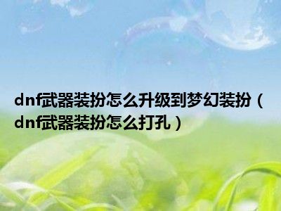 dnf武器装扮怎么升级到梦幻装扮（dnf武器装扮怎么打孔）