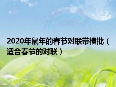 2020年鼠年的春节对联带横批（适合春节的对联）