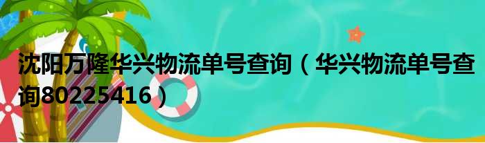 沈阳万隆华兴物流单号查询（华兴物流单号查询80225416）