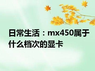 日常生活：mx450属于什么档次的显卡