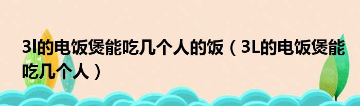 3l的电饭煲能吃几个人的饭（3L的电饭煲能吃几个人）