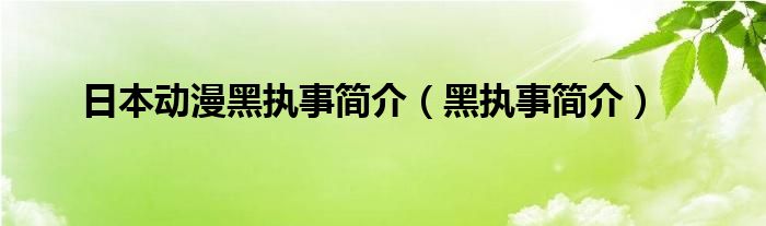  日本动漫黑执事简介（黑执事简介）