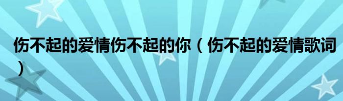  伤不起的爱情伤不起的你（伤不起的爱情歌词）