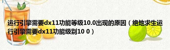 运行引擎需要dx11功能等级10.0出现的原因（绝地求生运行引擎需要dx11功能级别10 0）