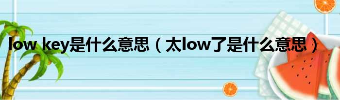 low key是什么意思（太low了是什么意思）