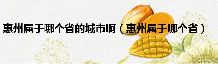 惠州属于哪个省的城市啊（惠州属于哪个省）