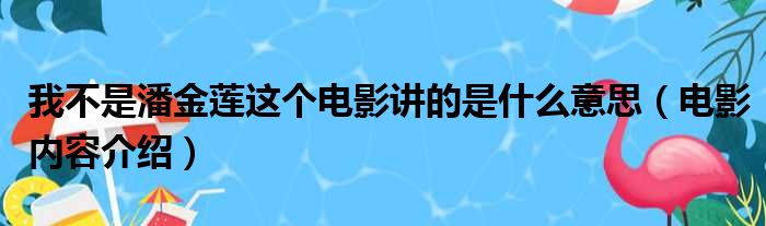 我不是潘金莲这个电影讲的是什么意思（电影内容介绍）